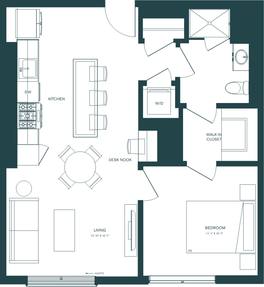 Floor plan for unit 727