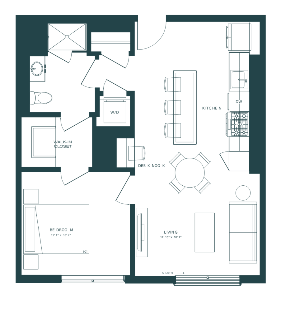 Floor plan for unit 725