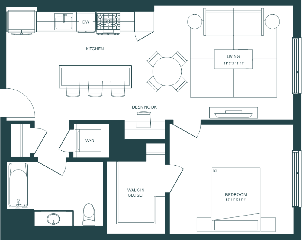 Floor plan for unit 615