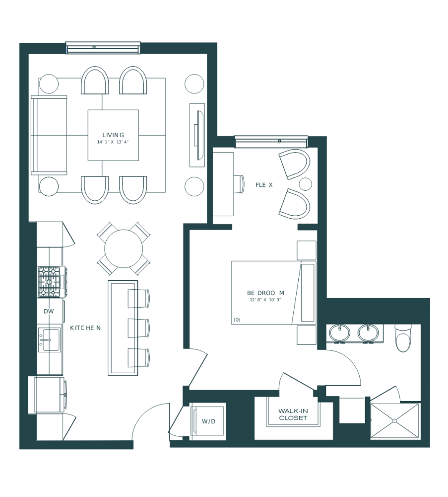 Floor plan for unit 607