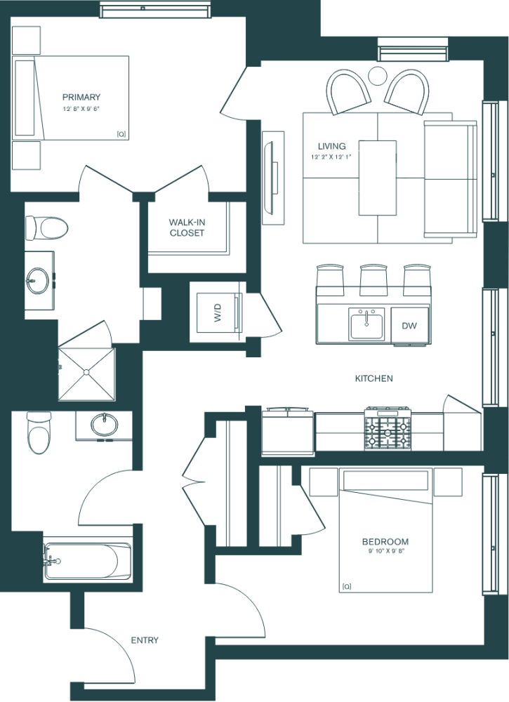 Floor plan for unit 532