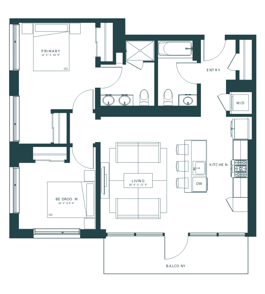 Floor plan for unit 602
